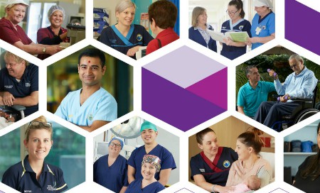 Collage of images of medical staff and patients